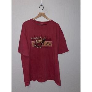 Vintage Elk Shirt Country Steamboat Colorado Animal Nature Red Tee VTG 90s XL
